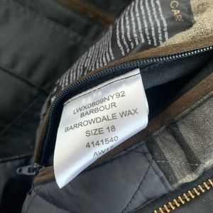 Barbour barrowdale waxed cotton jacket US14/UK 18